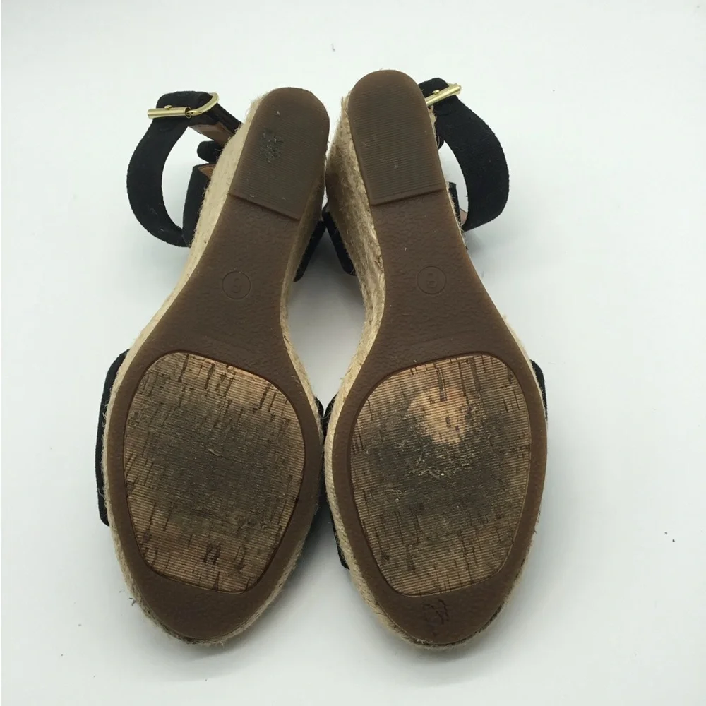 J. Crew Canvas Espadrille Wedge Ankle Strap Heels